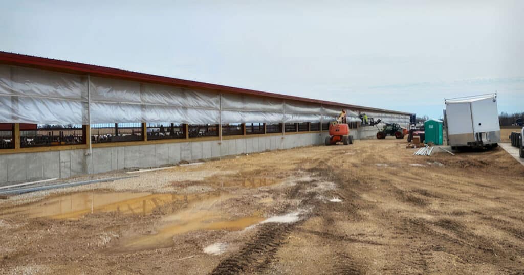 Livestock curtain installation at Hornstead Dairy in Brillion, Wisconsin