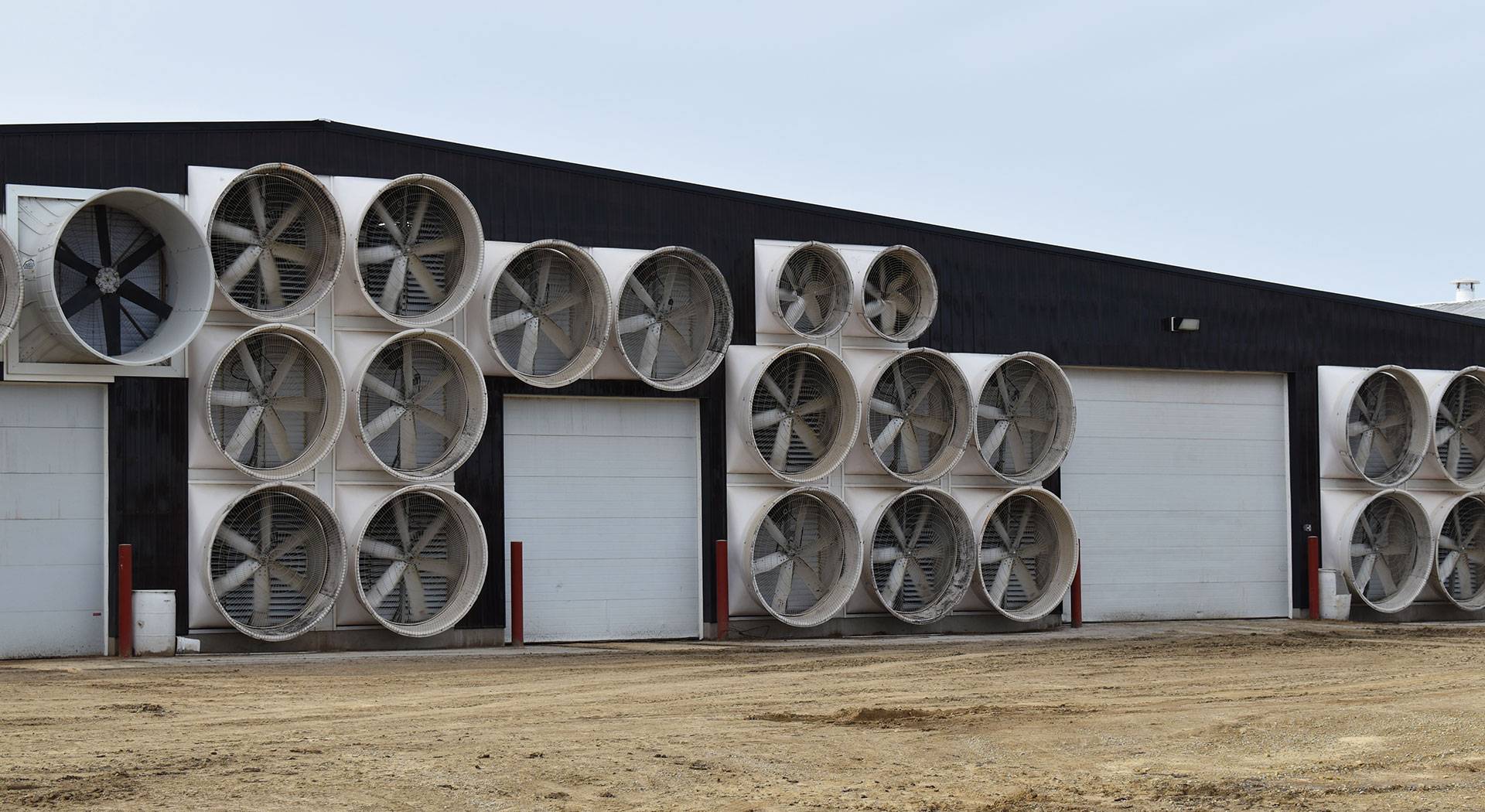 Pride View Dairy in Randolph, Wisconsin exhaust fans on cow barn.